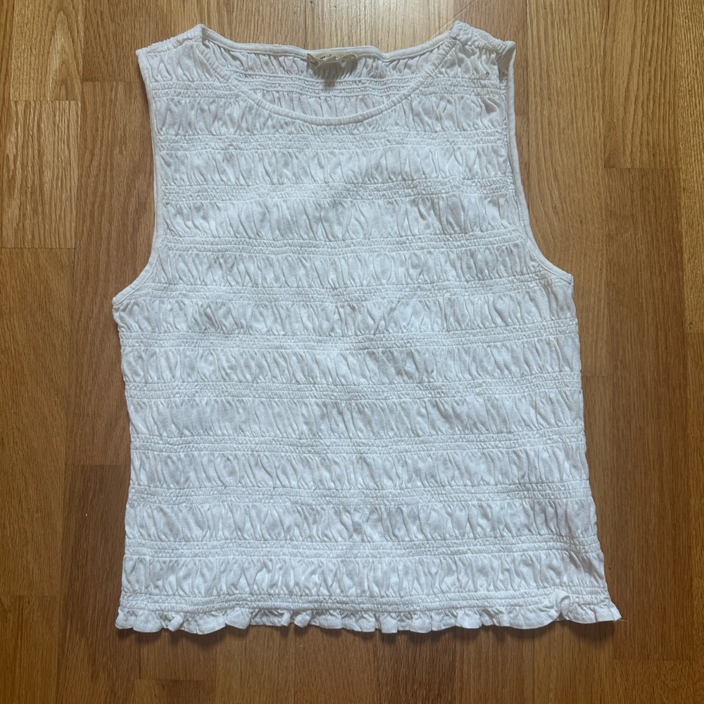 Madewell Ruched White Tank Top Size Medium